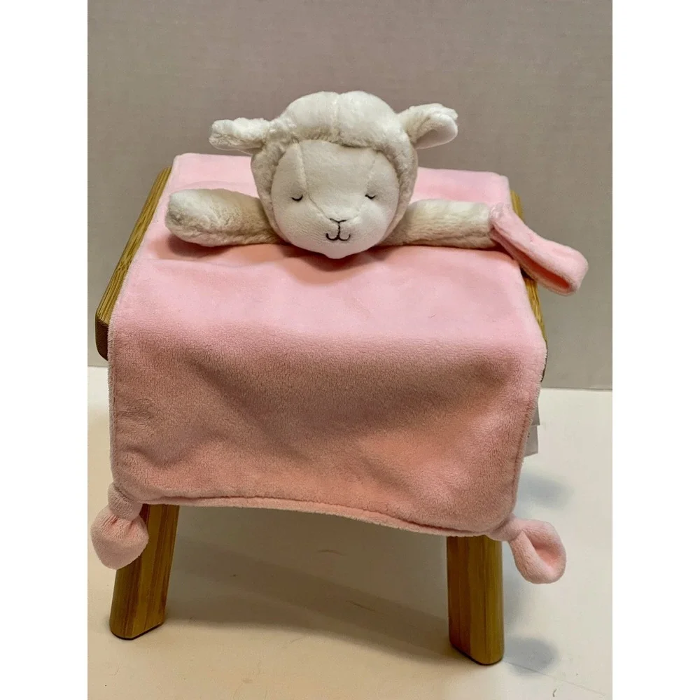 Carters Lamb Pink Baby Security Blanket Long Knotted Corners Lovey‎